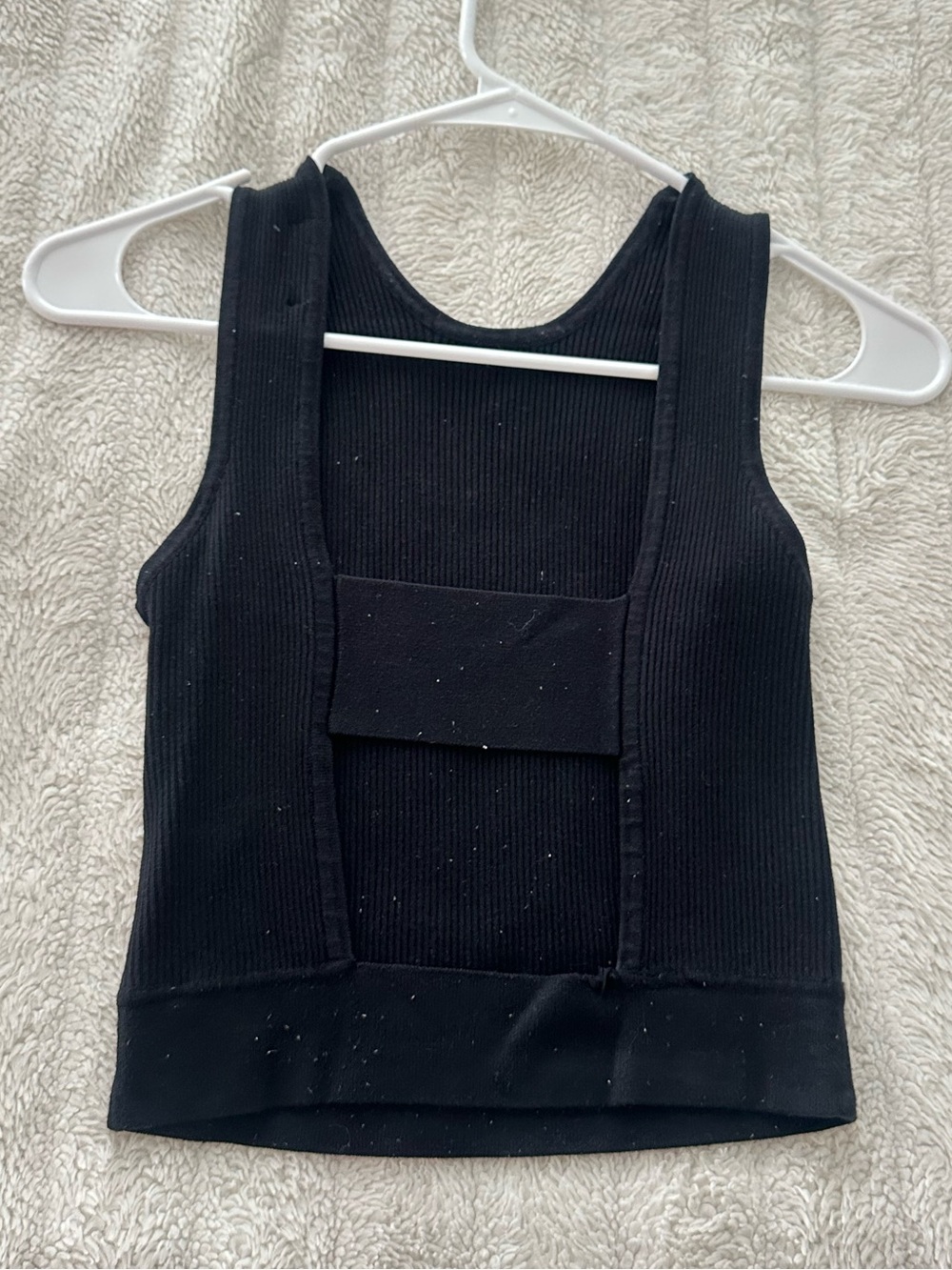 BERSHKA Open Back Black Ribbed Crop Tank Top
